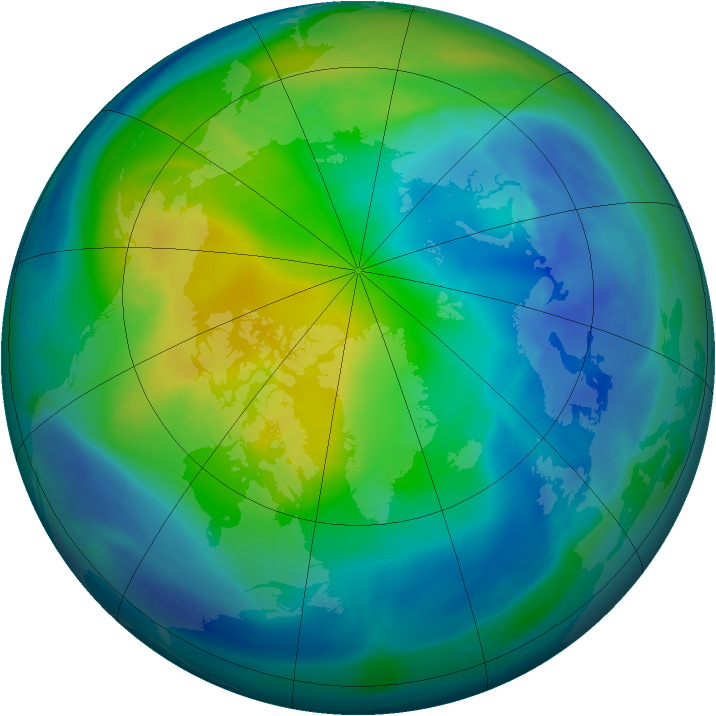 Arctic ozone map for 03 November 2004